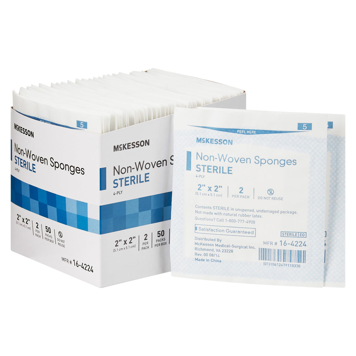 McKesson Sterile Nonwoven Sponge, 4 x 4 Inch, Six Ply