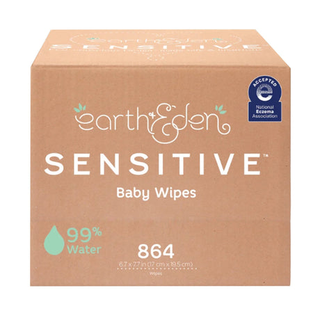 Earth & Eden Sensitive Baby Wipes, 6.7 x 7.7 Inch, 72 per Pack - 10010218-Case - LL Medico