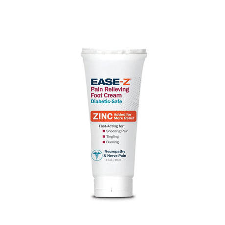 EASE-Z Diabetics' Pain Relieving Foot Cream, Zinc Acetate Capsaicin Menthol, 3 oz Tube - EZPF3ZT-Single - LL Medico