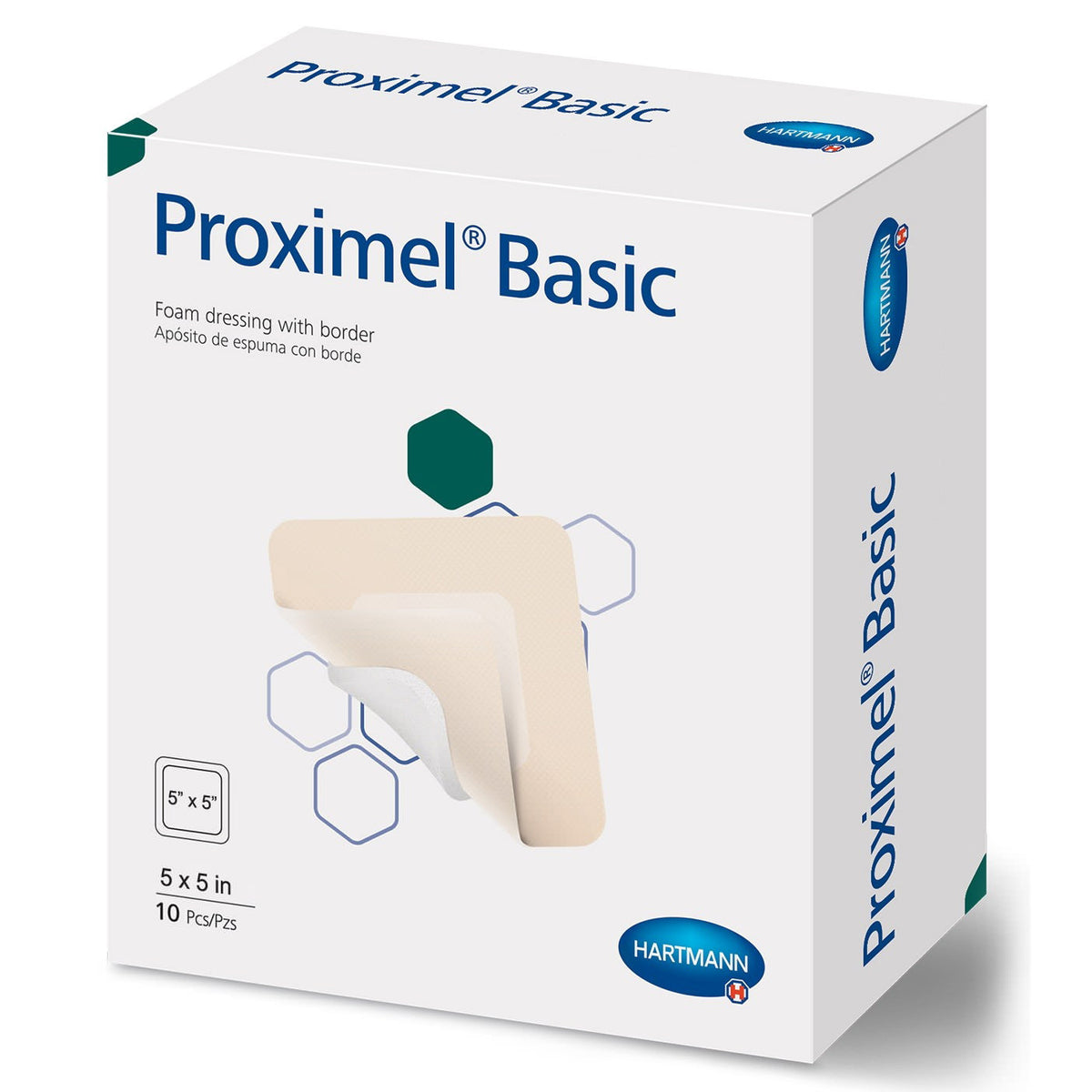 Hartmann Proximel Basic Foam Dressing with Border, Waterproof, Square, Sterile — 5" x 5"