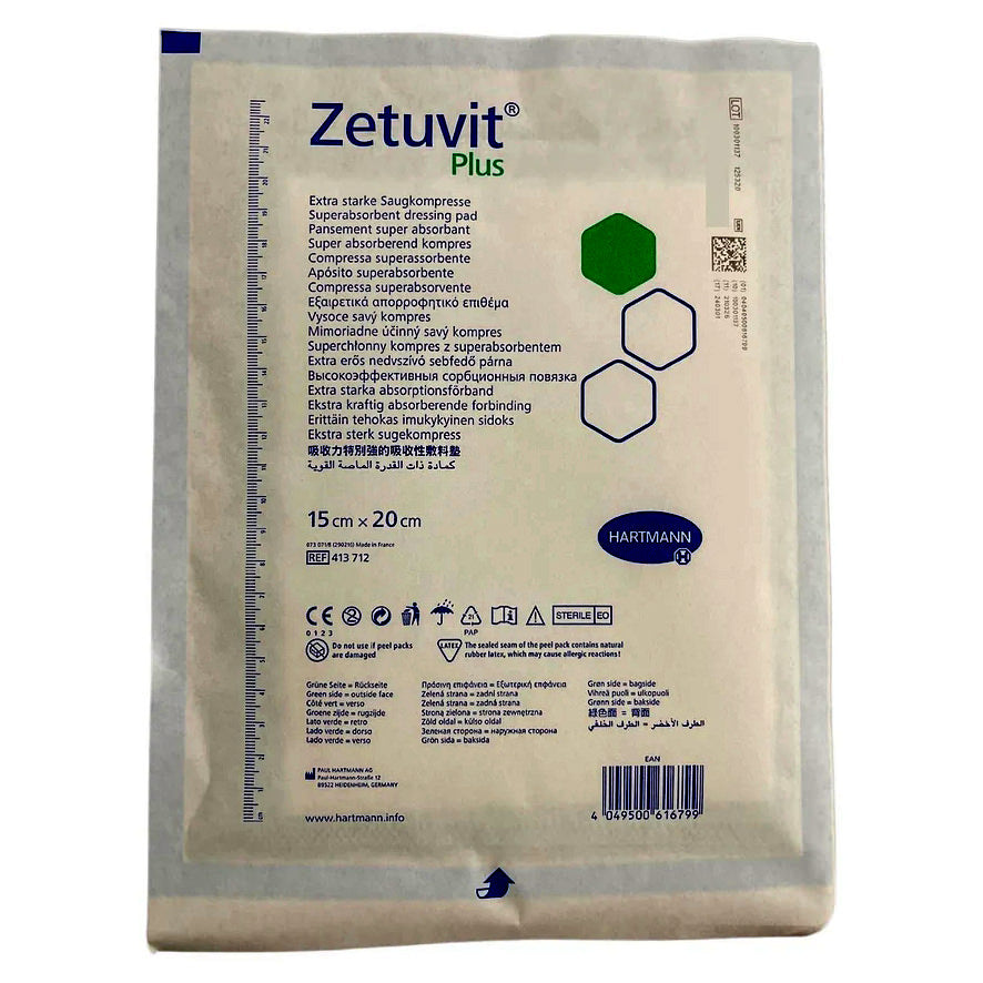 Zetuvit Plus Sterile Superabsorbent Dressing, 6 x 8 Inch