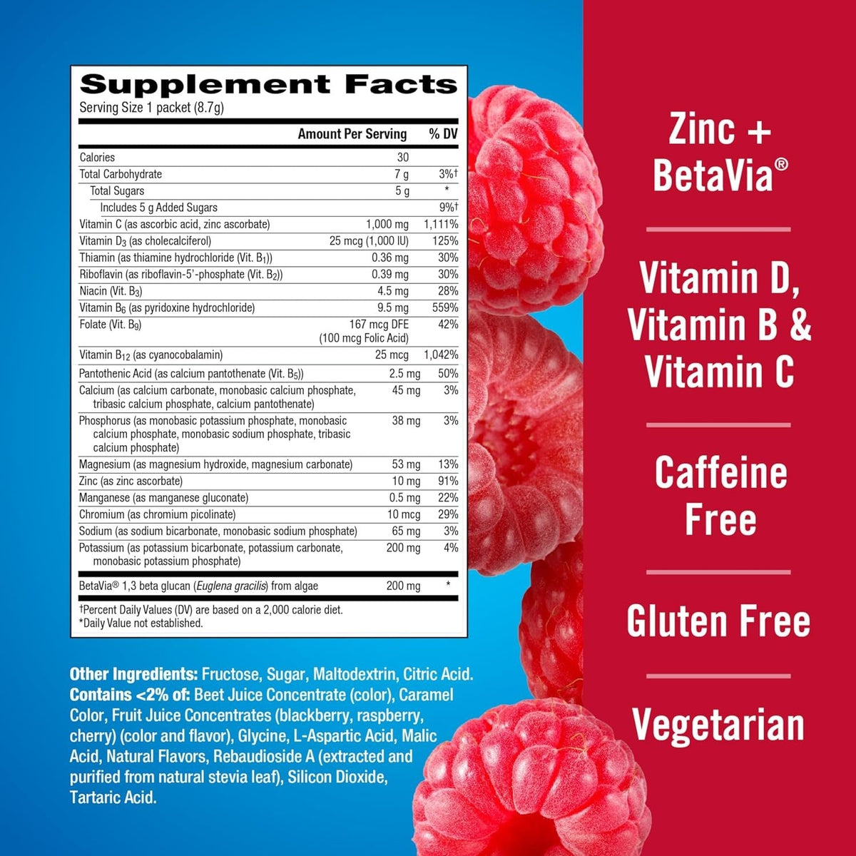 Emergen-C Immune+ Daily Immune Support Powder Packet, Raspberry, 0.30 oz - 07631430201-Box - LL Medico