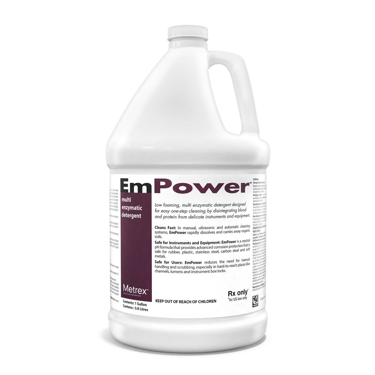EmPower Multi-Enzymatic Instrument Detergent, 1 gallon jug front