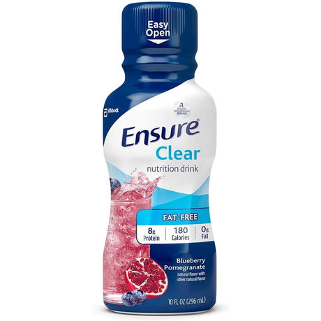Ensure Clear Nutrition Drink, Blueberry Pomegranate, 10 oz Bottle, CS/12 - 56500-Case - LL Medico