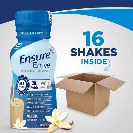 Ensure Enlive Vanilla, 8 oz Bottle, CS/24 - 64286-Case - LL Medico