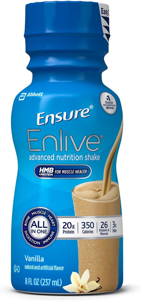 Ensure Enlive Vanilla, 8 oz Bottle, CS/24 - 64286-Case - LL Medico