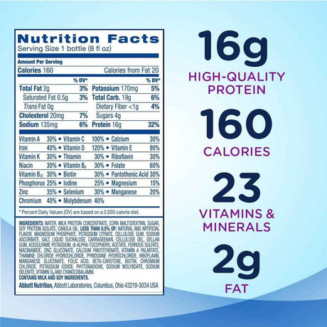 Ensure High Protein Nutritional Shake, Vanilla, 8 oz Bottle, CS/24 - 64136-Case - LL Medico