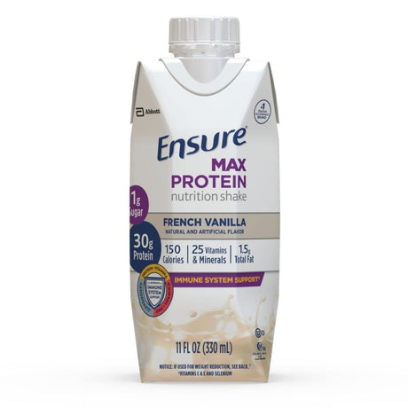 Ensure Max Protein French Vanilla, 11 oz Carton, CS/12 - 67165-Case - LL Medico