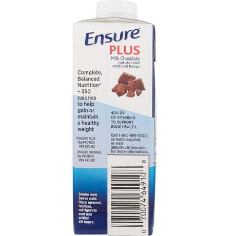 Ensure Plus High Protein Nutrition Shake, Chocolate, 8 oz - ENS68230-Single - LL Medico