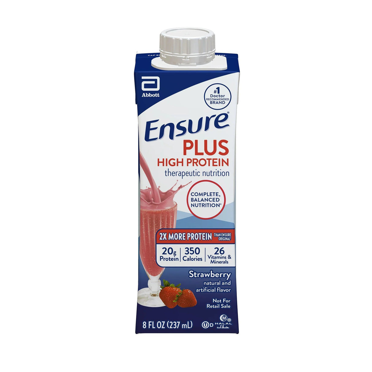 Ensure Plus Therapeutic Nutritional Shake, Strawberry, 8 oz Carton - 64907-Case - LL Medico