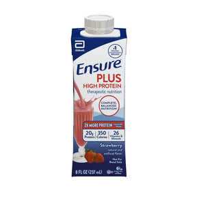 Ensure Plus Therapeutic Nutritional Shake, Strawberry, 8 oz Carton - 64907-Case - LL Medico