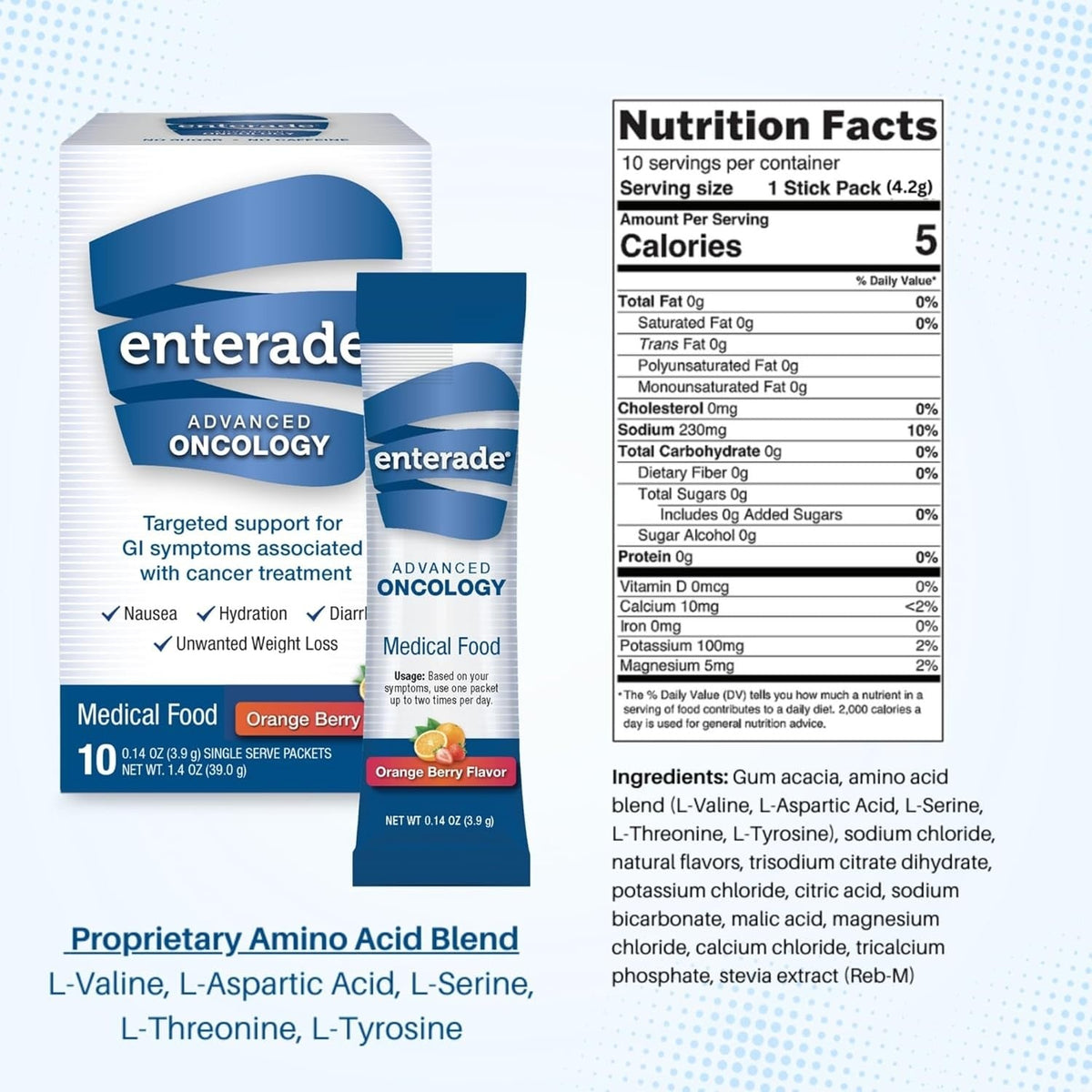 enterade Advanced Oncology Oral Supplement Powder Packet, Orange Berry, 0.13 oz - 20850052516233-Each - LL Medico