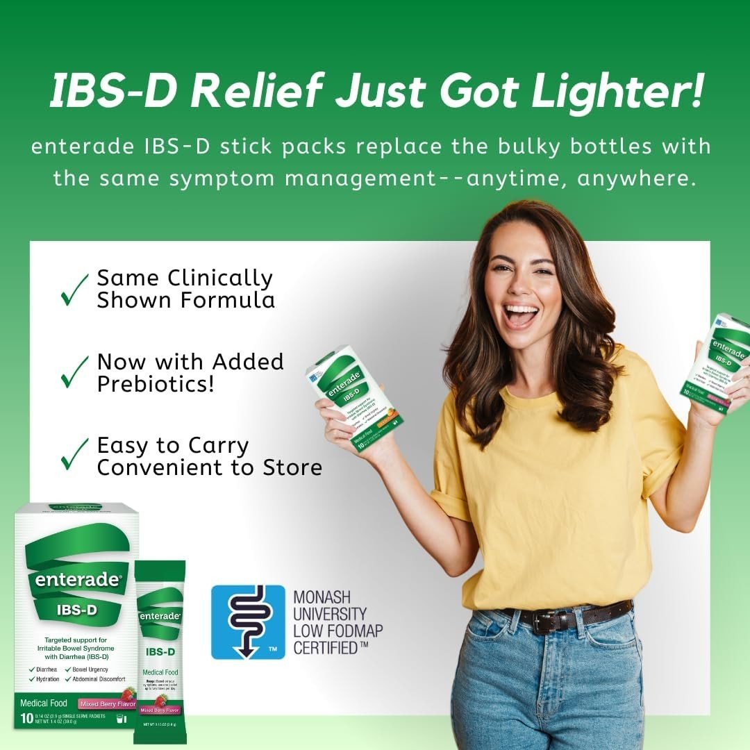 enterade IBS-D Powder Packets, Mixed Berry, 0.14 oz Packet - 20850052516295-Each - LL Medico