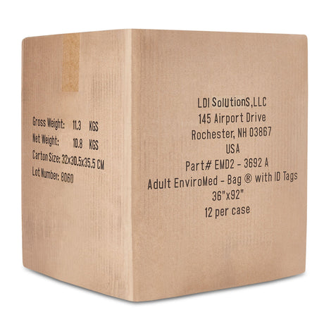 EnviroMed-Bag Post Mortem Bag, One Size Fits Most, 36 x 92", White, Olefin Film, Zipper Closure, Envelope Style, 250 lb Weight Capacity - EMD2-3692A-Single - LL Medico