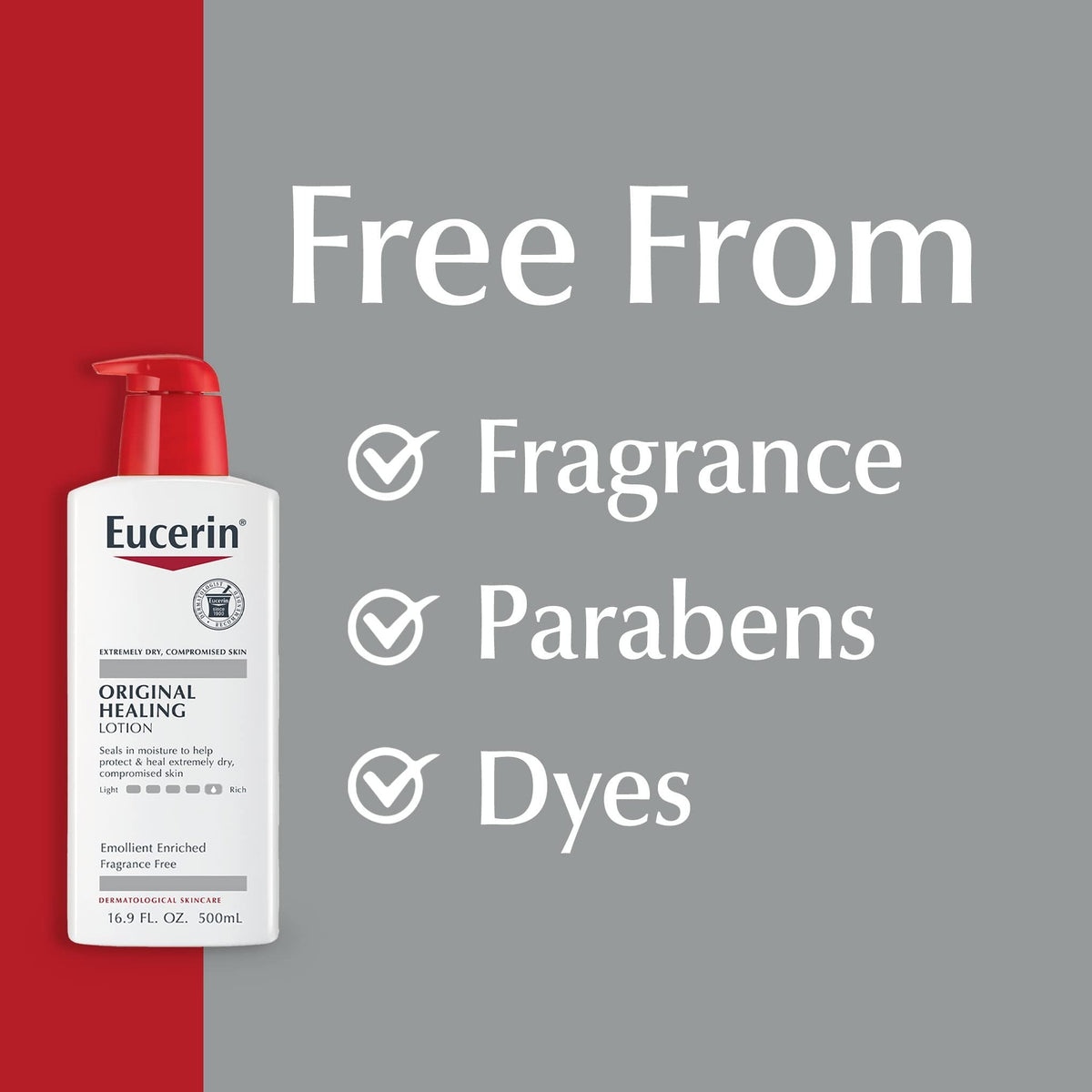 Eucerin Original Healing Lotion, Unscented, 16.9 fl oz Pump Bottle - 72140011020-Single - LL Medico