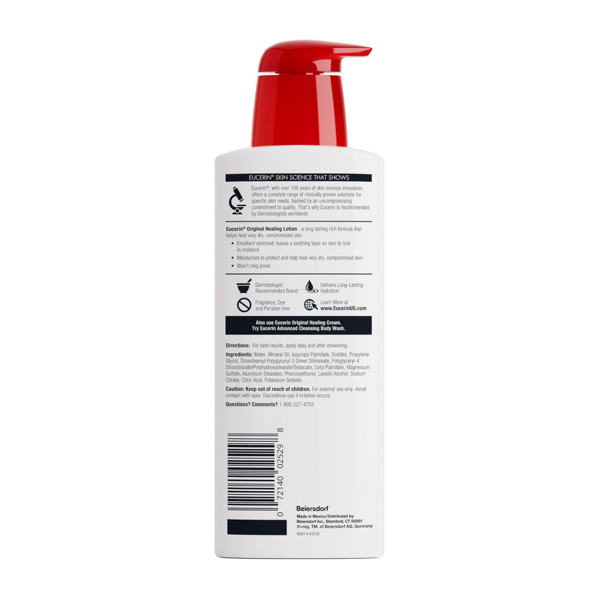 Eucerin Original Healing Lotion, Unscented, 16.9 fl oz Pump Bottle - 72140011020-Single - LL Medico