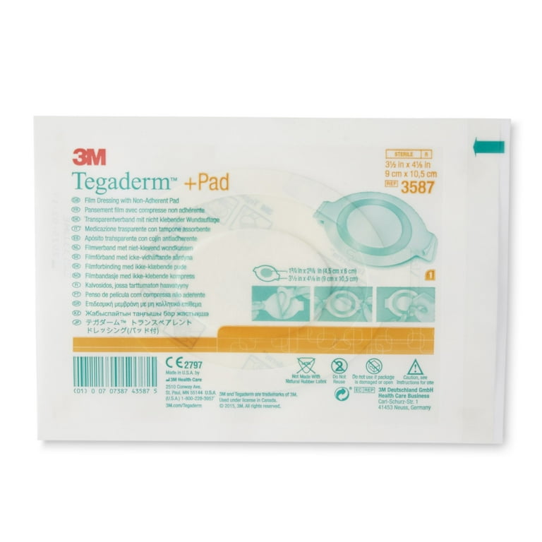 3M Tegaderm Transparent Film Dressing with Pad, 3.5 x 4 Inch