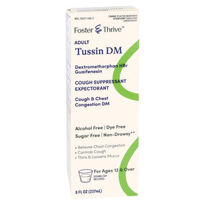 Foster & Thrive Adult Tussin DM Cough Suppressant & Expectorant, 8 fl oz - 70677118502 - LL Medico