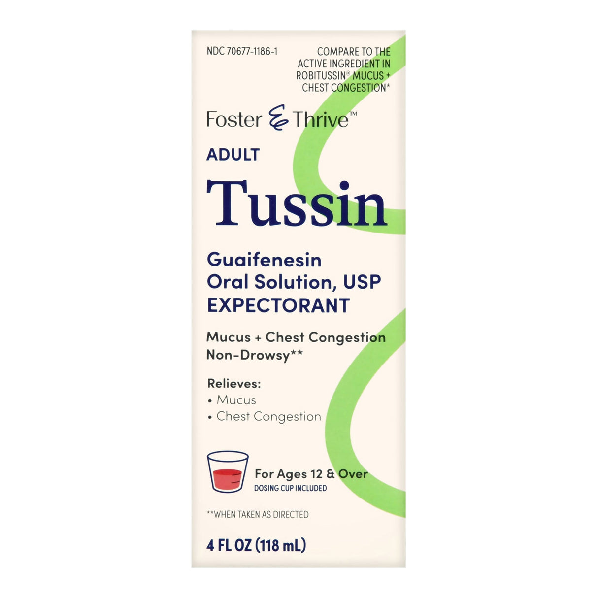 Foster & Thrive Adult Tussin Guaifenesin Oral Solution Relief Syrup, 4 fl oz - 70677118601 - LL Medico