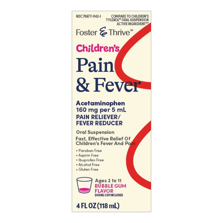 Foster & Thrive Children's Pain & Fever Acetaminophen Oral Suspension, box front