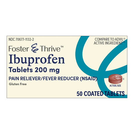 Foster & Thrive Ibuprofen Coated Tablets, box front