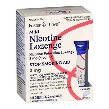 Foster & Thrive Mini Nicotine Polacrilex Lozenges, 2 mg, Cherry Ice - 70677117201-Pack - LL Medico