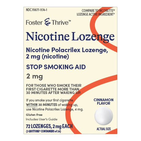 Foster & Thrive Mini Nicotine Polacrilex Lozenges, 2 mg, Cinnamon - 70677117401-Pack - LL Medico
