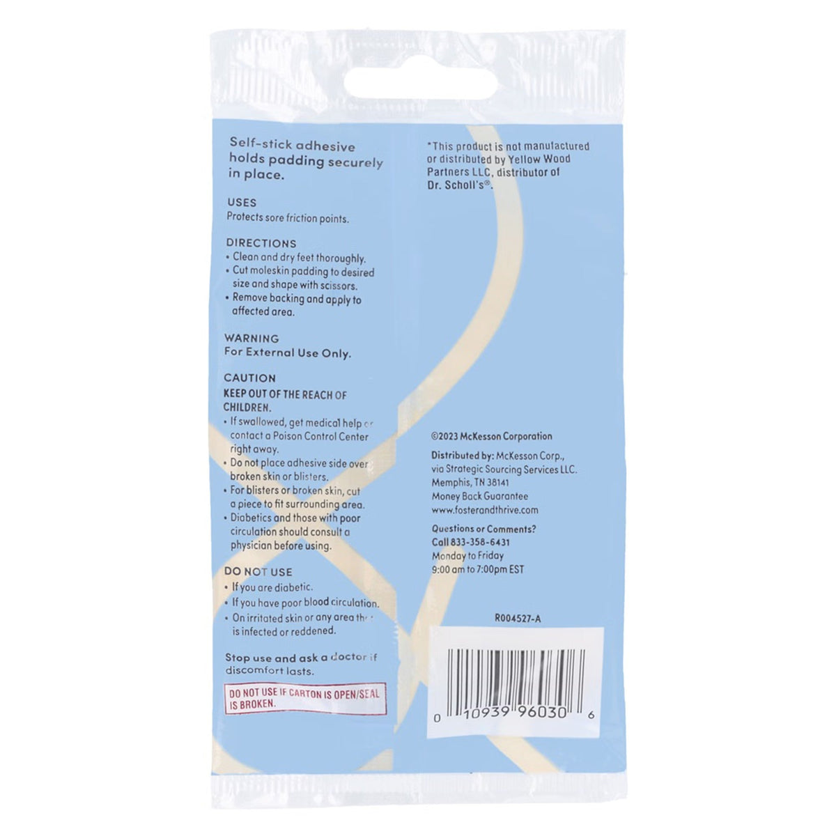 Foster & Thrive Moleskin Plus Padding, 3 Sheets, 4 1/8" x 3 3/8" - 01093996030-Pack - LL Medico
