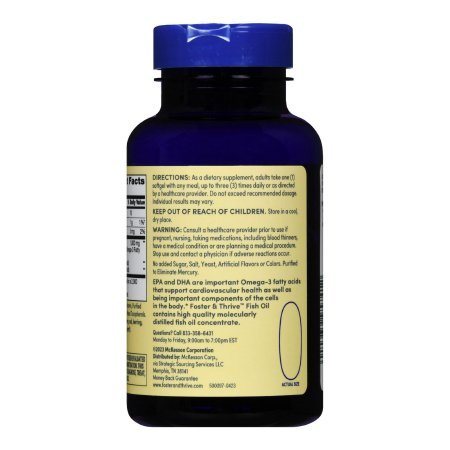 Foster & Thrive Omega 3 Fish Oil Supplement, 1000 mg, 100 soft gels - 1093995741 - LL Medico