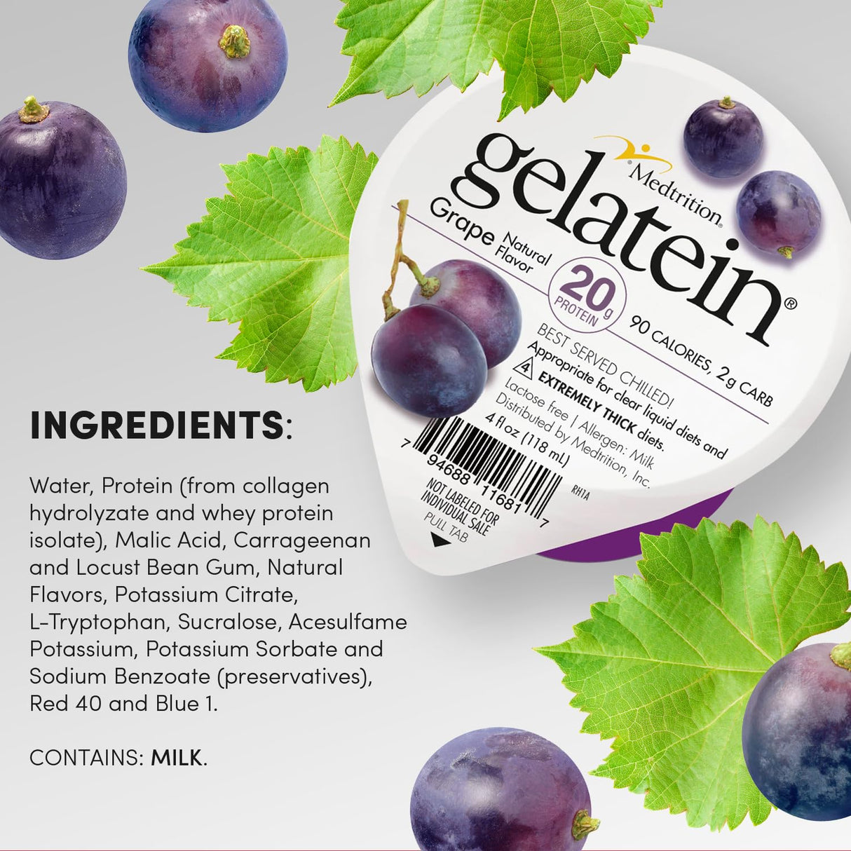 Gelatein Oral Supplement, Grape Flavor, 4 oz Cup - 11681-Single - LL Medico