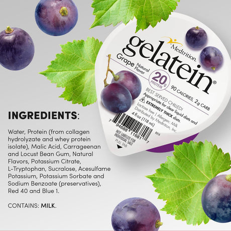 Gelatein Oral Supplement, Grape Flavor, 4 oz Cup - 11681-Single - LL Medico