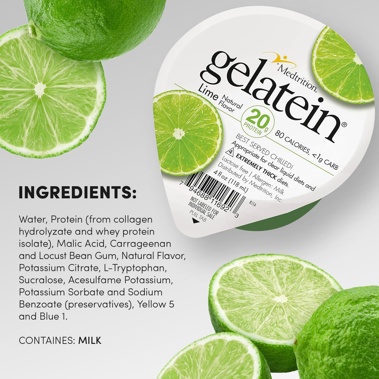 Gelatein Oral Supplement, Lime Flavor, 4 oz Cup - 11692-Single - LL Medico
