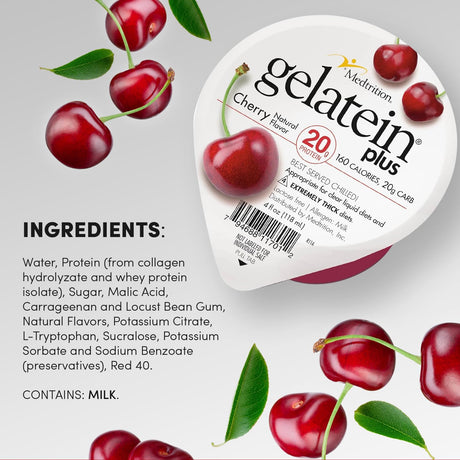 Gelatein Plus Oral Supplement, Cherry Flavor, 4 oz Cup - 11701-Case - LL Medico