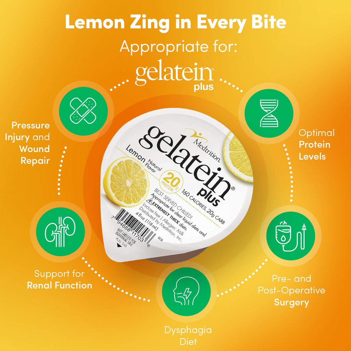 Gelatein Plus Oral Supplement, Lemon Flavor, 4 oz Cup - 11703-Single - LL Medico