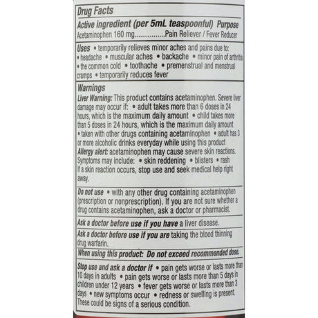 Geri-Care Acetaminophen Pain Relief Liquid, 160 mg/5 mL, 16 fl oz - Q101-16-GCP-Bottle - LL Medico