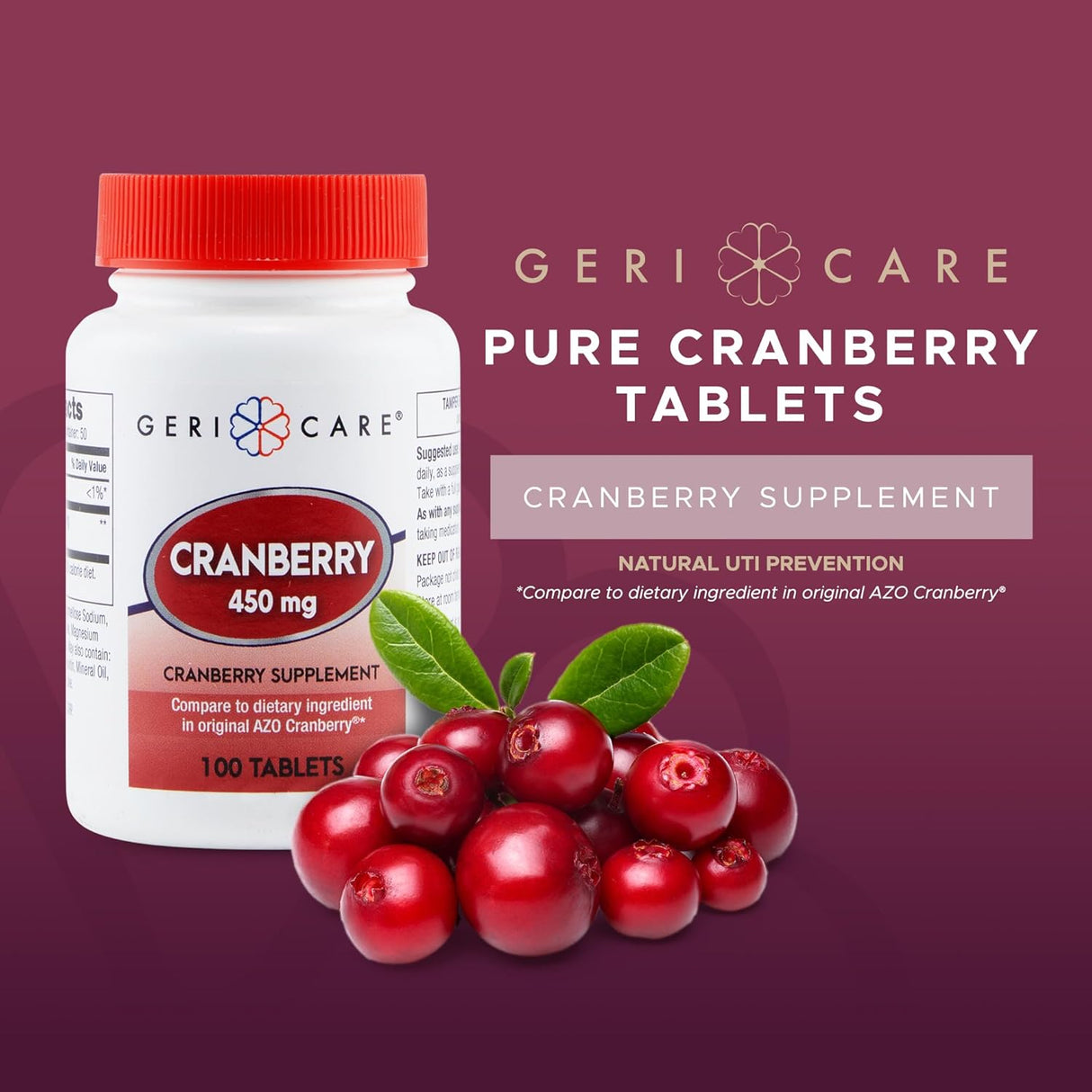 Geri - Care Cranberry Dietary Supplement, 450 mg - 845-01-GCP-Single - LL Medico
