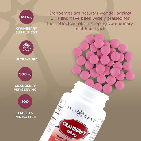 Geri - Care Cranberry Dietary Supplement, 450 mg - 845-01-GCP-Single - LL Medico