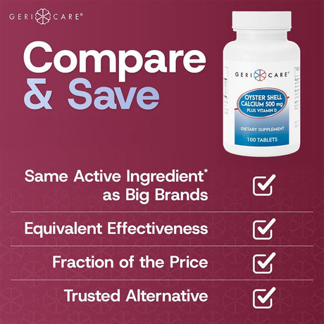Geri - Care Oyster Shell Calcium Dietary Supplement, 500 mg - 741-01-GCP-Single - LL Medico