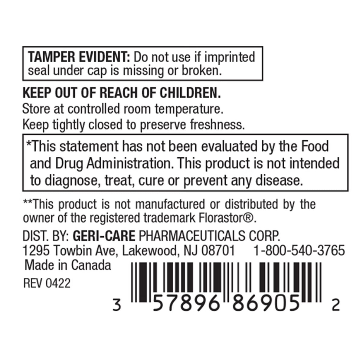 Geri-Care Probiotic Dietary Supplement, Saccharomyces Boulardii, 250 mg, Capsule - 869-05-GCP-Bottle - LL Medico