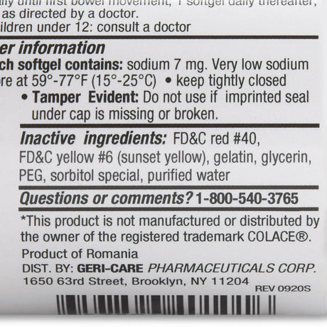 Geri - Care Stool Softener, 100 ct Bottle - 401-01-GCP - LL Medico