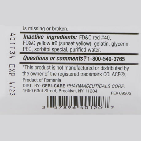 Geri-Care Stool Softener, Docusate Sodium 100 mg, Softgel - 401-20-GCP-Bottle - LL Medico
