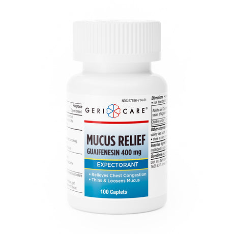 GeriCare Mucus Relief Guaifenesin 400 mg Expectorant, 100 Caplets - 714-01-GCP-Single - LL Medico