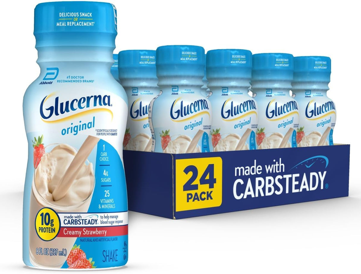 Glucerna Nutritional Shake, Strawberry, 8 oz Bottle, CS/24 - 57807-Case - LL Medico