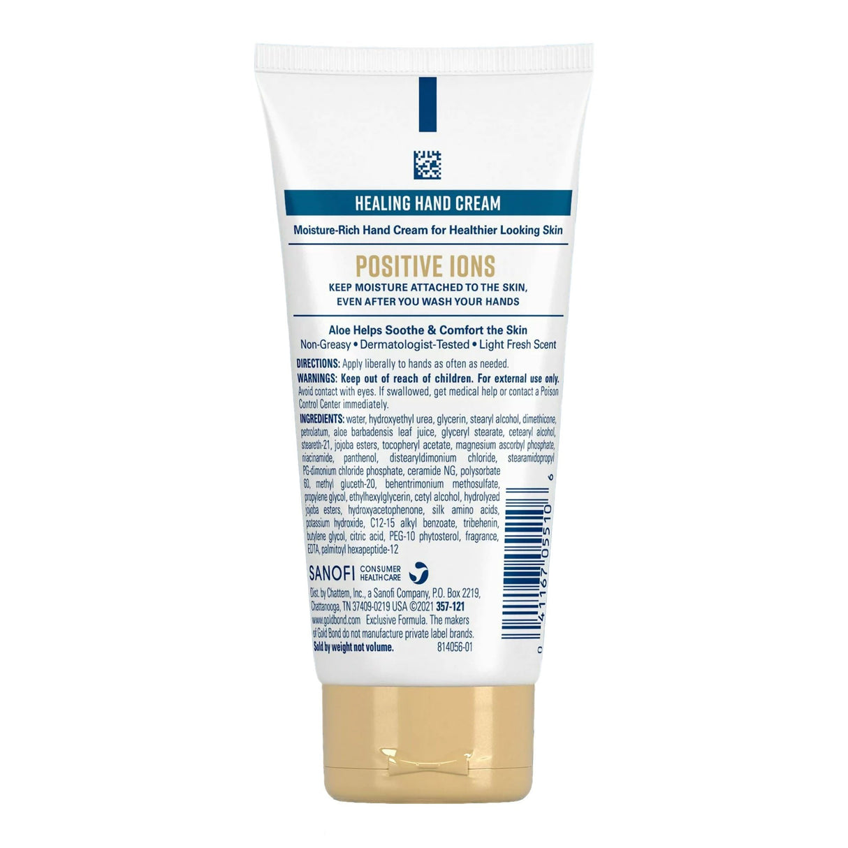 Gold Bond Healing Hand Cream with Aloe for Dry to Extra Dry Skin, 3-ounce Tube - 04116705510-Single - LL Medico