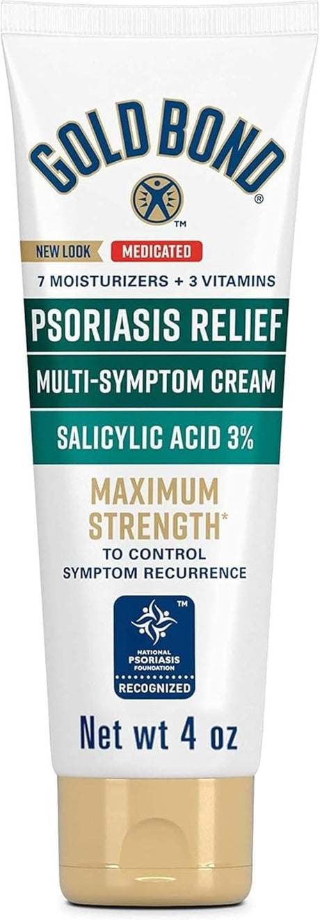 Gold Bond Psoriasis Relief Medicated Multi-Symptom Cream, Salicylic Acid 3%, Unscented, 4 oz - 04116704125-Single - LL Medico