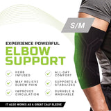 Green Drop Infused Recovery Compression Elbow Sleeve, Small/Medium - ELB-1450-Single - LL Medico