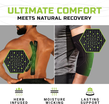 Green Drop Infused Recovery Compression Elbow Sleeve, Small/Medium - ELB-1450-Single - LL Medico