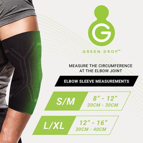 Green Drop Infused Recovery Compression Elbow Sleeve, Small/Medium - ELB-1450-Single - LL Medico