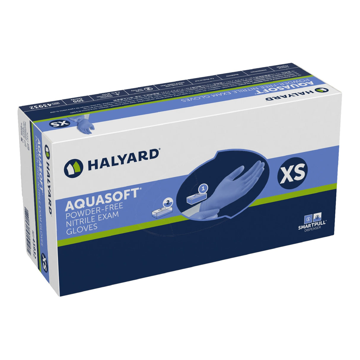 Halyard Aquasoft Nitrile Exam Glove, Extra Small, Blue - 43932-Box - LL Medico