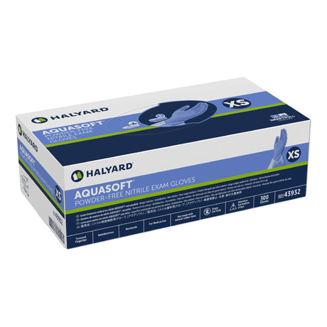 Halyard Aquasoft Nitrile Exam Glove, Extra Small, Blue - 43932-Box - LL Medico